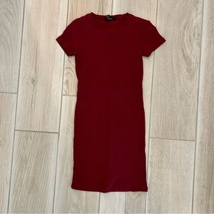 Burgundy Ribbed Dress